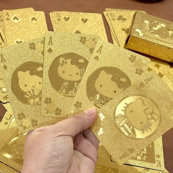 Sanrio Hello Kitty Gold Foil Playing Cards – Collectible Card Deck, New - Picture 2 of 10